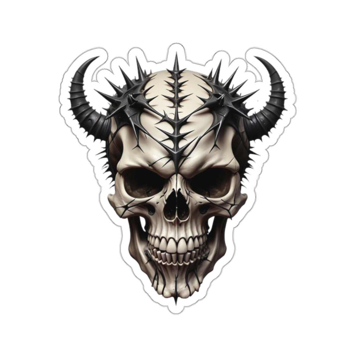 Horned Skull Sticker - Kiss-Cut Stickers